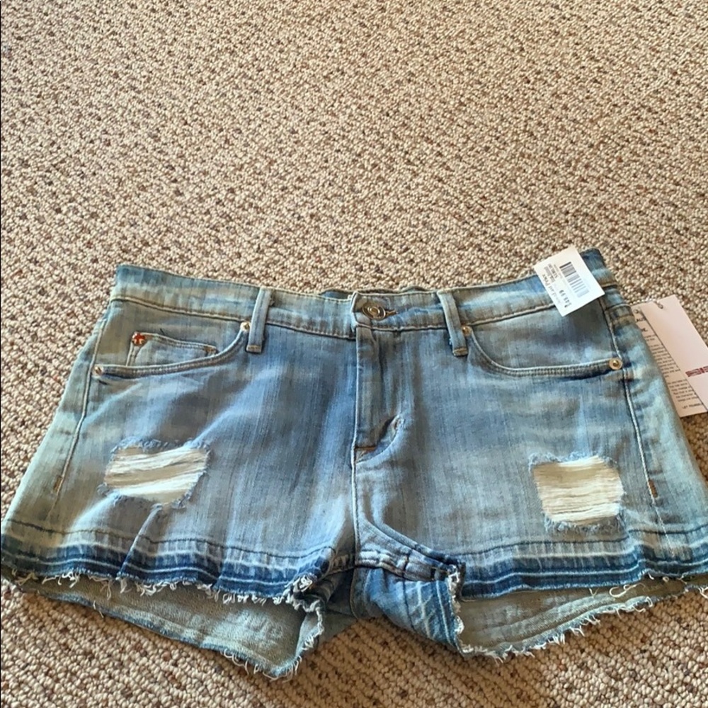 hudson denim jean shorts distressed size 27
